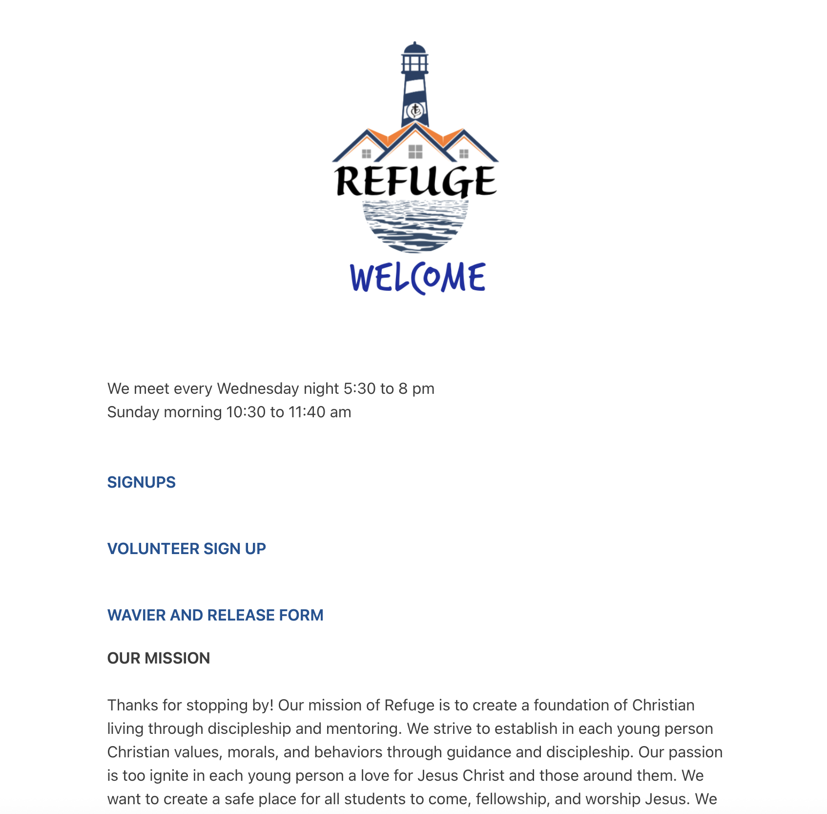 Church Home Page Web Design